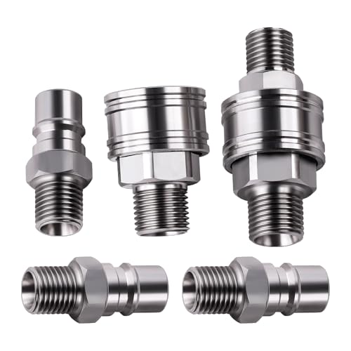 Image of M16-M14 Hydraulic Attachment Quick Fittings (Straight Through Unvalved Coupler) Compatible with Mini Excavator Hydraulic (4 Male and 2 Female Connector)