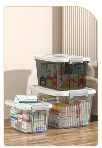 Image of Ash & Roh Heavy Duty Plastic Storage Bins with Locking Lids - Clear, Stackable Containers for Bedroom or Closet Organization (pack of 1, Large 29cm X 40cm X 21cm)
