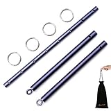 EXREIZST Purple Blue Adjustable Expandable Spreader Bar Set Sports Exercise Fitness Training Kit