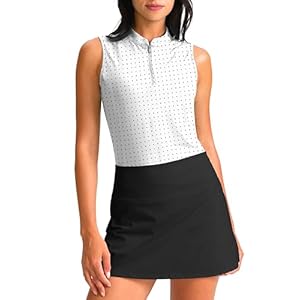 Soothfeel Women’s Golf Polo Shirt Tank Tops Sleeveless 1/4 Zipper Collarless Quick Dry Athletic Tennis Shirts for Women