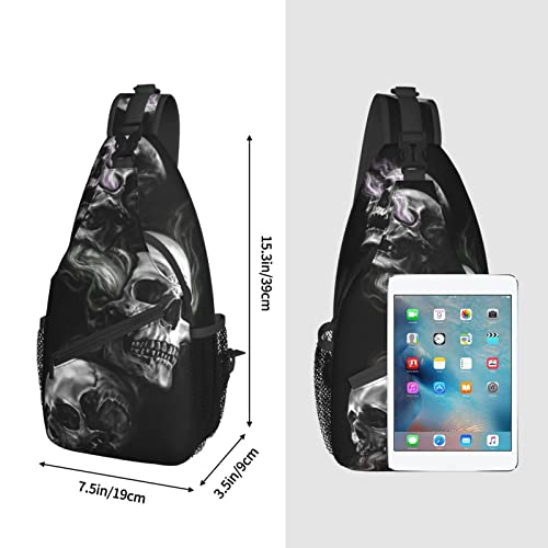 ASYG Skull Sling Bag Crossbody Chest Daypack Casual Backpack Goth Shoulder Bag For Travel Hiking Outdoor3