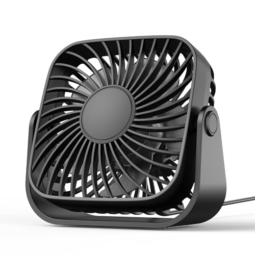 AXFEE Mini Ventilador USB, Ventilador de Sobremesa Portatil, Ventilador Pequeño Silencioso, 3 Velocidades 360 ° Plegable, para para Oficina/Hogar/Viajar/Cámping, Alimentado por USB, Negro