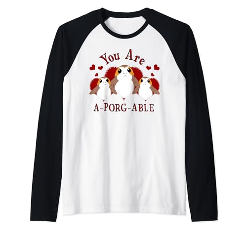T-shirt Star Wars Raglan avec motif Porg de St-Valentin pour fan