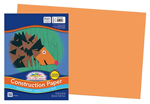 Image of SunWorks Construction Paper, Yellow-Orange, 12 inch x 18 inch, 50 Sheets