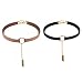 Udobuy 2 Pcs Set Fashion Simple Style Black Velvet PU Leather Choker Necklace Eye Bead Charm Tattoo Choker
