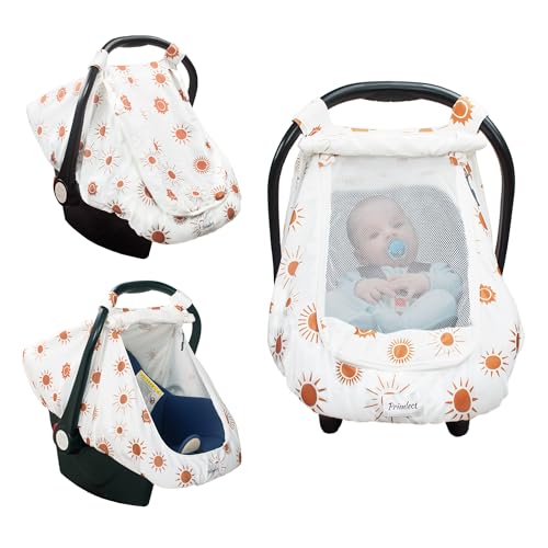 Image of Car Seat Covers for Babies, Large Window Baby Car Seat Covers, Stretchy Carseat Canopy with Breathable Peekaboo, Kick-Proof & Windproof Infant Carseat Cover for Boys Girls