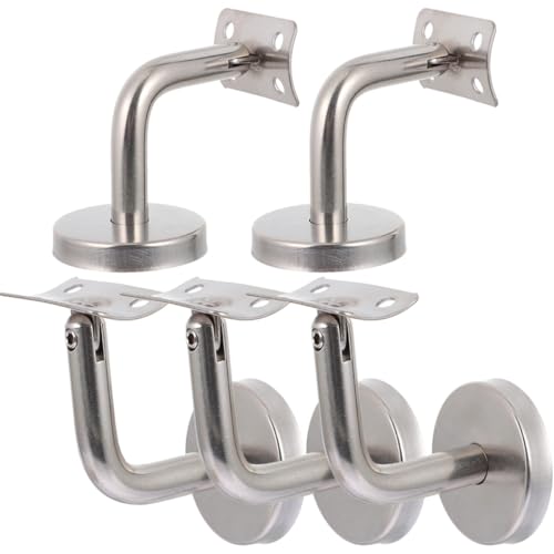 TOBBOMEY Handrail Brackets 5Pcs Stainless Steel Wall Mount Stair Rail Brackets for Deck and Indoor Staircase Support