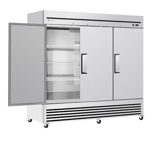 Image of 81 inch Commercial Freezer, Upright Freezer with 3 Solid Door, -8℉~0℉, 72 Cu.Ft Reach-in Freezer, Stainless Steel Interior and Exterior Construction, ETL and DOE