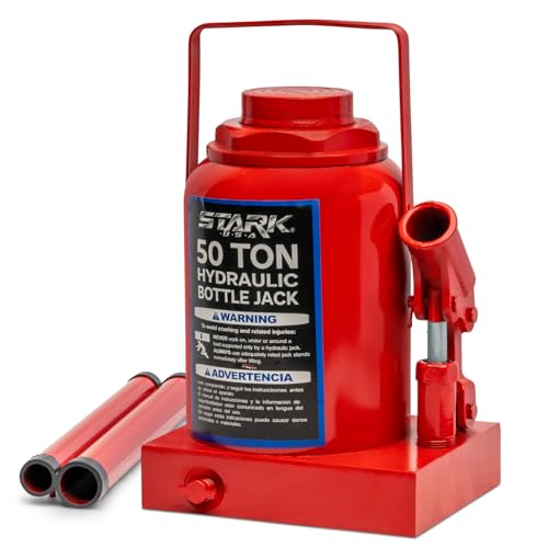 Image of XtremepowerUS 50 Ton Hydraulic Bottle Jack 100000 lb Capacity, Heavy Duty Low Profile Automotive Shop Axle Lift Jack for Trucks, Buses, Trailers, RVs & Farm Equipment, Red