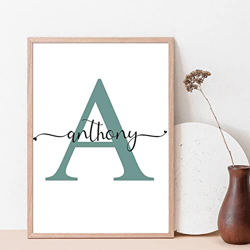 Toile lettres nordiques chambre enfant 35x50 cm décoration murale épurée