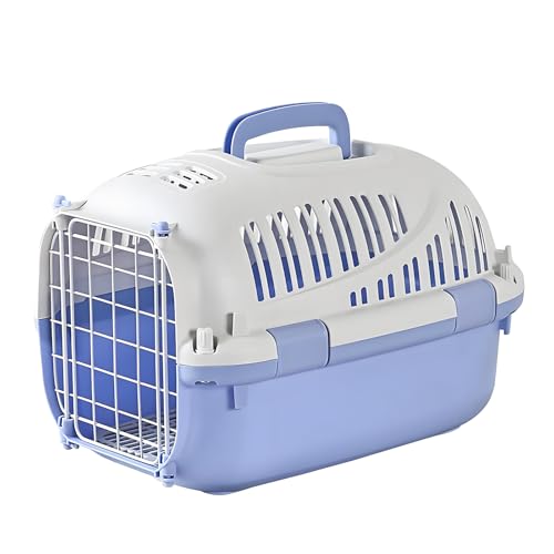 Pantress 【超軽量1.15kg・大開口設計】 ペットキャリー 小型犬 猫用 航空機対応 【頑丈金属ドア＋二重ロックで脱走防止】 ペットキャリーケース おしゃれ 女性でも片手で楽々 耐久性 車旅行 防災リュック 日常使い 通院/帰省/ハイキング/キャンプ 耐荷重8kgまで (ブルー)