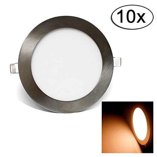 Preisvergleich Produktbild LED PANEL,Ultraslim Einbauleuchte,Einbaustrahler Leuchte 12W Dimmbar Gebürstet Silber Deckenlampe Warmweiß Ø170mm Downlight(10er Pack)