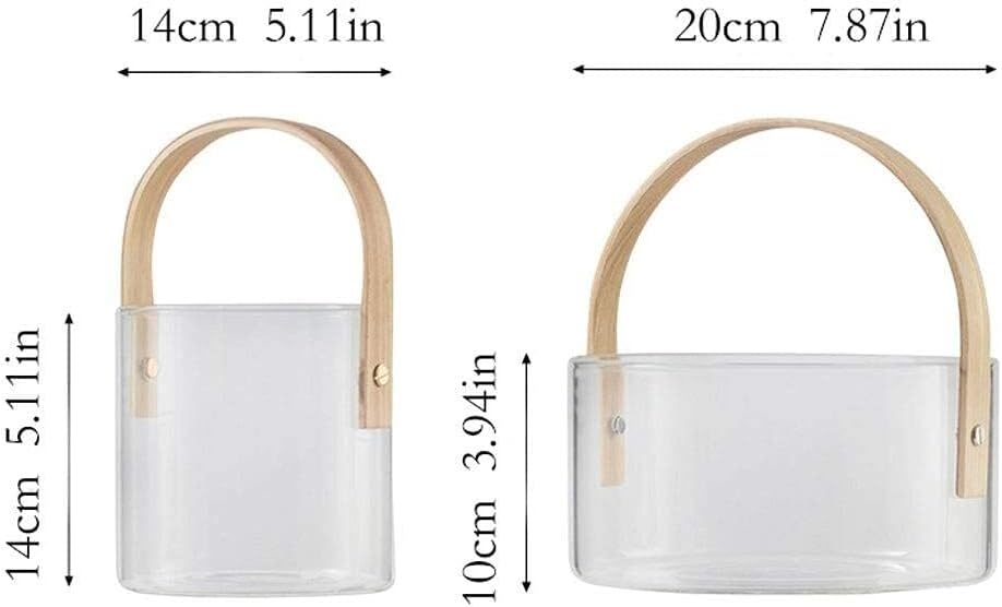Glass Ice Bucket with Bamboo Handle - Large Capacity Beverage & Fruit Storage Bucket