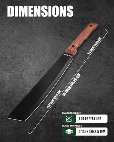 Image of Mossy Oak 19 inch Machete with Oxford Sheath, Sharp Heavy Duty Machete with Ergonomic Walnut Handle for Bushcraft, Outdoor Hunting, Garden Cutting Trees and Yard Work