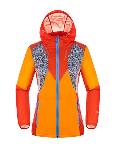 Chaqueta transpirable mujer cortavientos UV naranja Makino