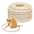 Nobleza Cat Scratching Sisal Rope for Cat Scratcher, Cat Kitten Jute Rope for Cat Scratching Post, Cat Hemp Rope for Cat Tree, Cat Replacement Rope for Cat Tower, Thick Cat Craft Rope 6mm-20m/66ft