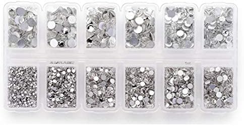 Zealer 1800pcs Clear Crystal Nail Art Rhinestones Round Beads Top Grade Flatback Glass Charms Gems Stones for Nails Decoration Crafts Eye Makeup Clothes Shoes 300pcs Each (Mix SS3 6 10 12 16 20)