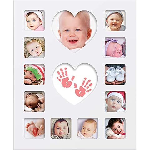Dooky Happy Hands Baby Inkless First Year Frame Kit for Photos and Hand/Foot Print, Newborn Keepsake, Memory, Lasting Impressions, Baby Shower Gift, 30 x 20 cm, White Cover