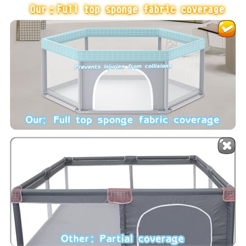 Image of besuhot Baby Playpen 65x65 Inch, Large PlayPen for Babies and Toddlers Hexagonal Type Baby Play Yards for Toddlers Infants