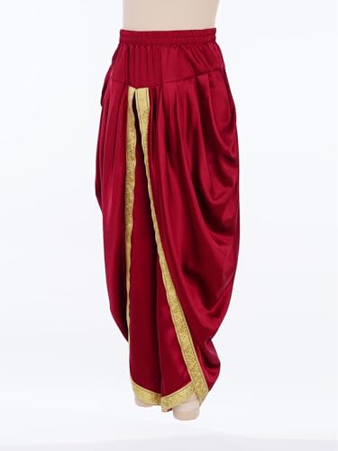 Kids Boys Satin Harem Indian Dhoti Pants Fancy Golden Border Draped Baggy Trousers Ethnic Party Wear3