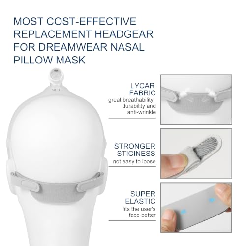 Image of 2 Pack Replacement Headgear Strap for DreamWear Nasal Pillow Mask,High Elastic Soft Headgear with Arm for DreamWear Respironics Headgear Breathable and Adjustable Headband Strap, Light Grey