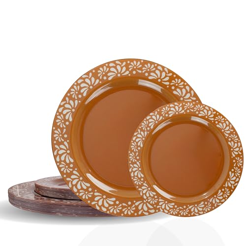 U-QE 20 Pcs Plastic Mexican Plates - Cielito Lindo Baby Shower Plates Cielito Lindo Party Decoration - 10.25 Dinner & 7.5 Dessert Plastic Platos De Barro Mexicanos