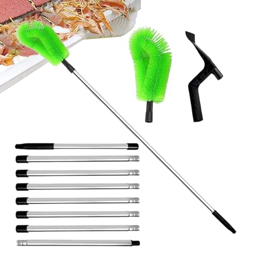 Strumento per la pulizia di arrampicata senza scalata, ergonomico, per grondaie telescopiche, pulitore fogliame dal pavimento, per sabbia, sporco, giardino, cortile, proprietari di casa
