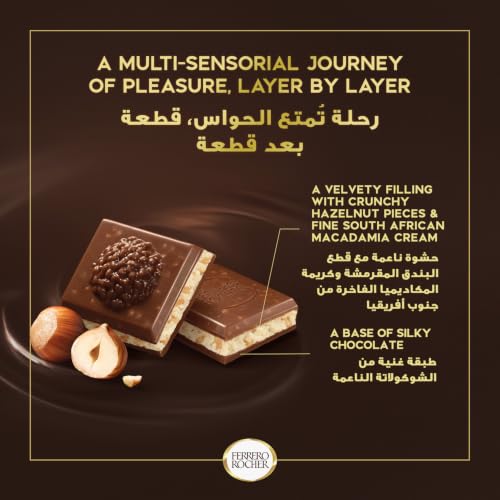 Image of FERRERO ROCHER MACADAMIA & HAZELNUT MILK CHOCOLATE BAR 90G