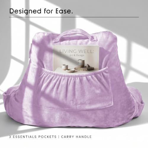 Image of Nestl Reading Pillow with Shredded Memory Foam, Designed for Sitting Up in Bed and Couch, Back and Arms Adjustable Support for Adult & Teens Backrest Pillows for Reading, with Washable Cover Lavender