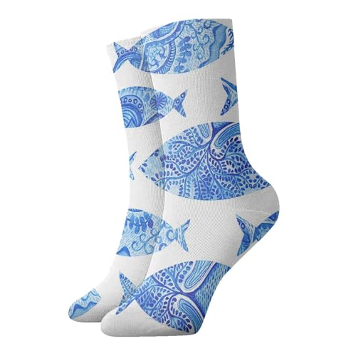Nssbvnm Calcetines de invierno gruesos unisex con estampado de peces, suaves, cómodos, cálidos, para vacaciones, oficina, hogar, uso diario