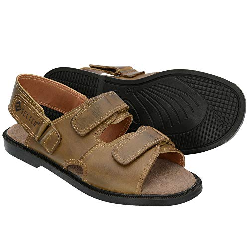 Sandália Masculina Confort Em Couro Chinelo Selten