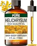 Kukka Helichrysum Essential Oil for Skin, Relaxation - 4 Fl Oz - Helichrysum Essential Oil for Aromatherapy, Skin Care, Home Diffusers, DIY Soap Making Scents
