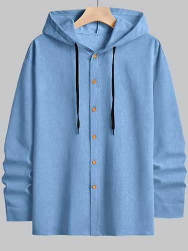 Image of Noble Monk Men's Relax Fit Hooded Shirt || Casual Wear for Men || Full Sleeve Shirts || Stylish Shirt for Men
