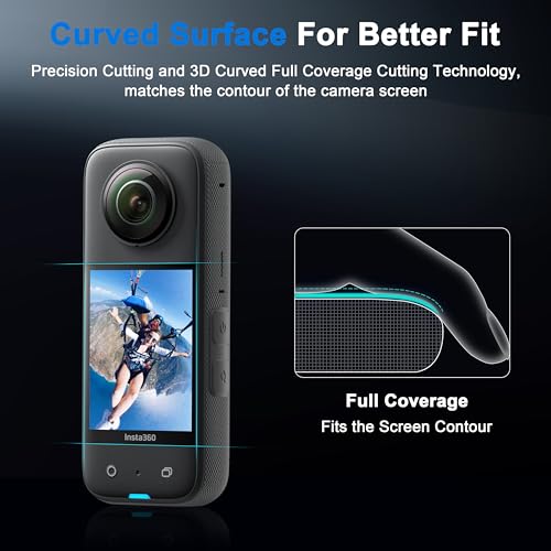 FiTSTILL LCD Film Screen Protector Compatible with Insta360 X3,Touch Sensitive Tempered Glass Screen Cover for Insta 360 x3 Camera Accessories kit,Ultra HD,9H Hardness,Scratch Resistant