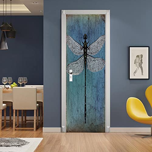 3D Door Murals 32 X 80 Inch Dragonfly Door Stickers Self-Adhesive Peel And Stick Wallpaper Wall Stickers Decoration Removable Vinyl Family Diy Wall Decal For Home & Kitchen Décor #TOP1