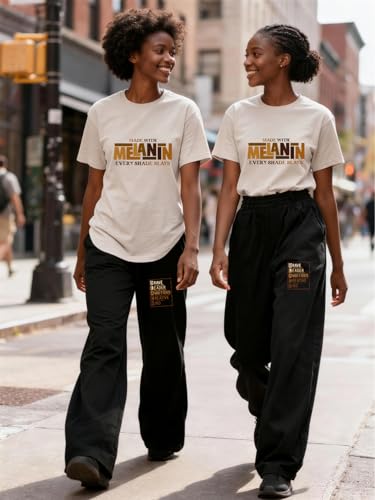 Image of Black History Pajamas, Graphic Matching Sets for Women, Magic Afro American Natural Hair Vintage Melanin T-Shirts and Pants