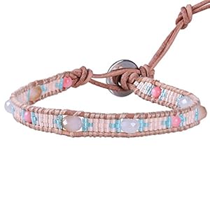 KELITCH Bracelets En Cristal Turquoise Pour Femmes Perles De Rocaille À Breloques Enroulé En Cuir
