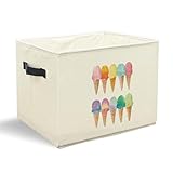 JFFTLL Summer Ice Cream Storage Bins with Handles, Ice Cream Lovers Gifts, Colorful Ice-Creams Collapsible Laundry Basket Storage Box for Home Bedroom Bathroom Clothes Toys Books