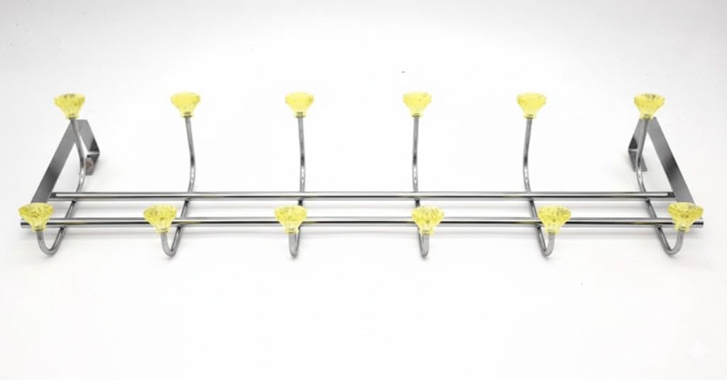 RSK Goods Crystal Diamond Metal Over Door Hanger / 12 Hook Rack (5 Colours Available) (Yellow)