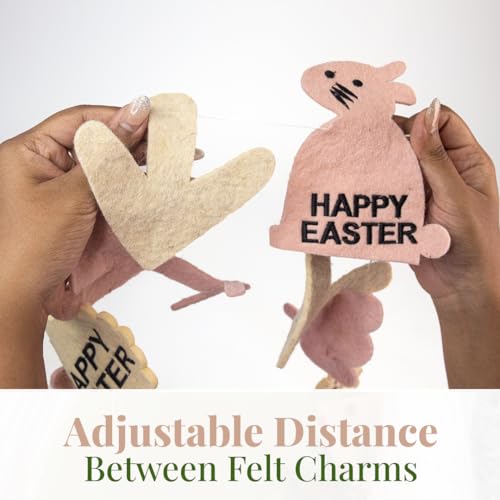 Image of Folkulture Happy Easter Garland for Room Decor, 72 Inch Rabbit Garlands for Celestial Decor, Garlands for Decoration, Toddler Room Aesthetic Decor for Boho Wall, Gifts for Her