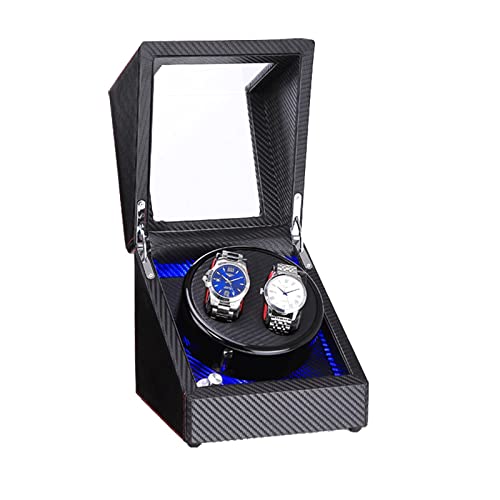 Estuche giratorio de relojes en pintura de piano negra y fibra de carbono con 5 modos