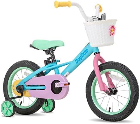 JOYSTAR 12 Inch Kids Bike for 2 3 4 Years Girls 12" Toddler Rainbow Girl Bike with Training Wheels and Coaster Brake for 2-4 Years Old Child 85% Assembled Macarons
