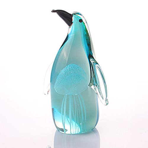 Estatua de cristal soplado Pingüino con medusa miniatura 5