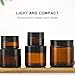 6Pcs 5g/0.17oz Mini Portable Amber Glass Jars with White Inner Liners and Black Lids Empty Refillable Makeup Storage Container Bottle Cans Dispenser for Lotion Cream Lip Balm