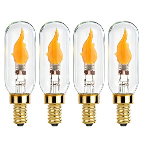 SHUWDKAR Flickering Light Bulbs E12 Base LED Fire Effect Flicker Flame, LED Flame Bulb for Decoration, 4 Pack
