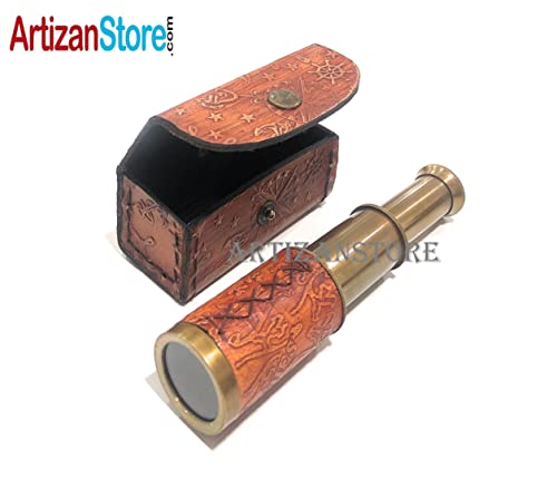 Mini Pirate Spyglass Telescope Brass Collapsible Hand Telescope Vintage Telescope Pirate Decor Brass Decorative Gifting Spyglass For Kids Travellers Adventure Enthusiasts, Collectible 6'' #TOP4