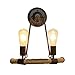 KBEST 2 Teste Industriale retrò Applique da Parete Interni Rustico Corda di Canapa Metallo Muro luci E27 Socket Edison Vintage Lampade per Camera da Letto comodini (Senza Lampadina)