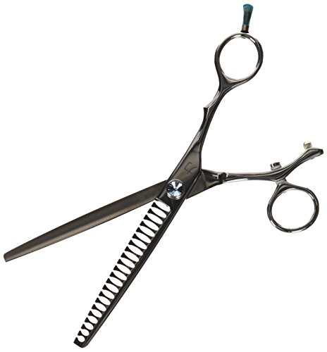 Shearsdirect Japanese 440C 22-Tooth Swivel Chunker With Light Blue Gem Stone Tension 7.5-Inch #TOP2