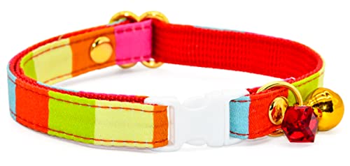 Kamercy Cat Collar With Charm, Pastel Rainbow Striped Cat Collar, Safety Breakaway Cat Collars, Strips Cat Collar, Xx-Small (6" - 10") #TOP7
