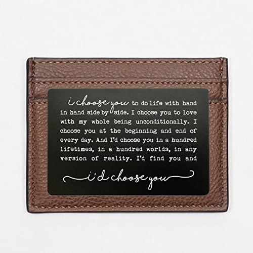 I Choose You Metal Wallet Insert Card, Engraved Gift for Him, Pocket Keepsake, Husband Gift, Anniversary Gift for Men, Wedding Anniversary Gift for Husband, Gifts for Him (Black)2